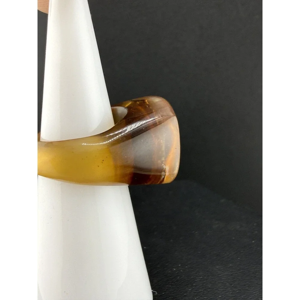 Scorpion Amber Resin Statement Ring - Honey Amber Tone
